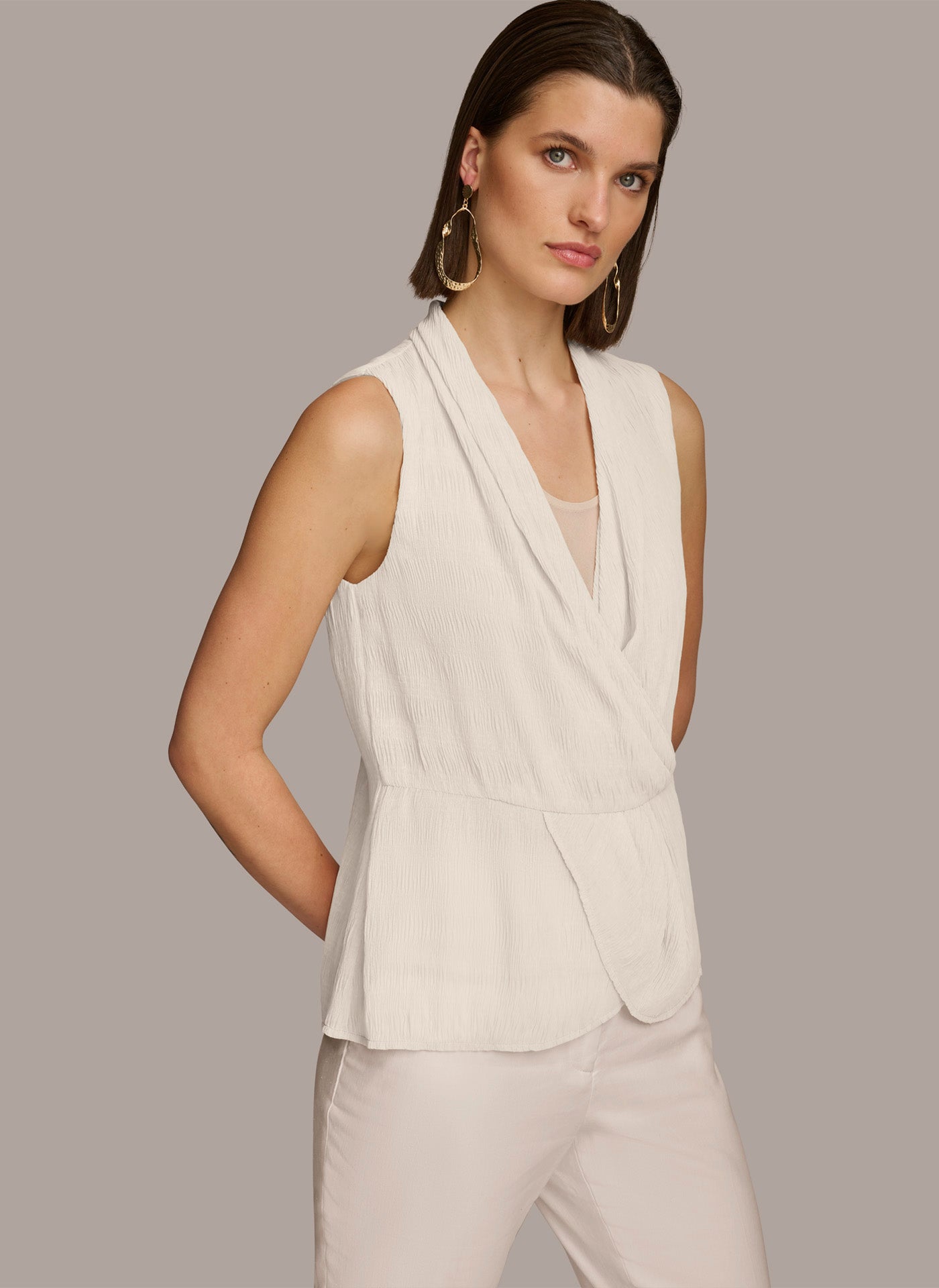 (image for) ENVIRONMENTALLY FRIENDLY FAUX WRAP PEPLUM TOP